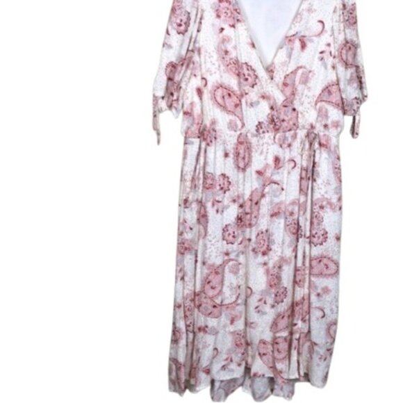 Torrid Womens Midi Swiss Surplice Dress Ivory Cream Paisley Pockets Plus 4X - Picture 5 of 6